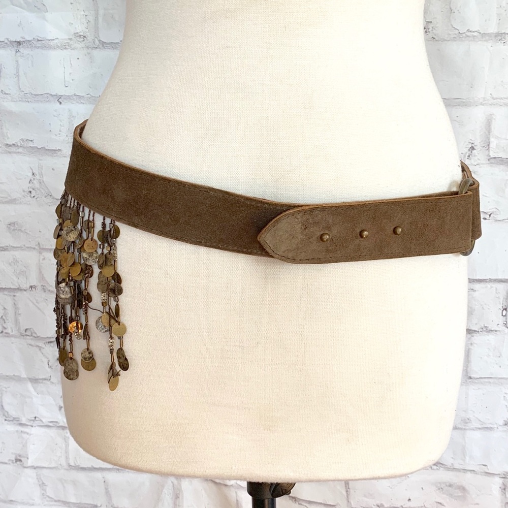 Antik Batik Disk Fringe Leather Belt